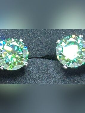 Elegant 3 Carat Moissanite Stud Earrings NIB